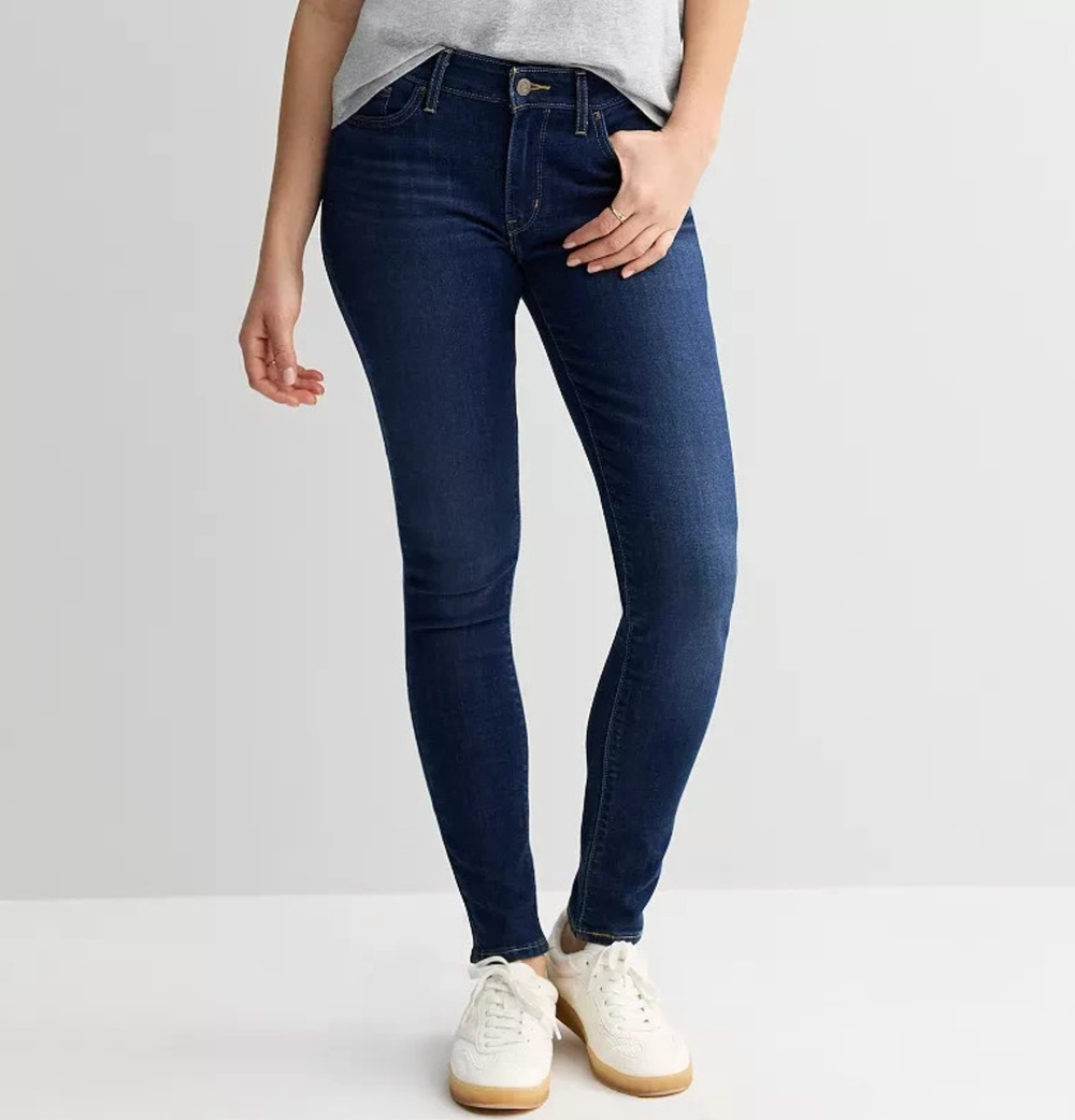 Levi's 711 Jeans Womens 31 Blue Skinny Dark Wash Stretch Denim Faded Mid-Rise